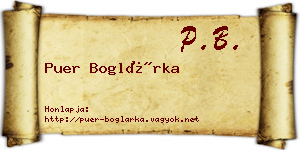 Puer Boglárka névjegykártya